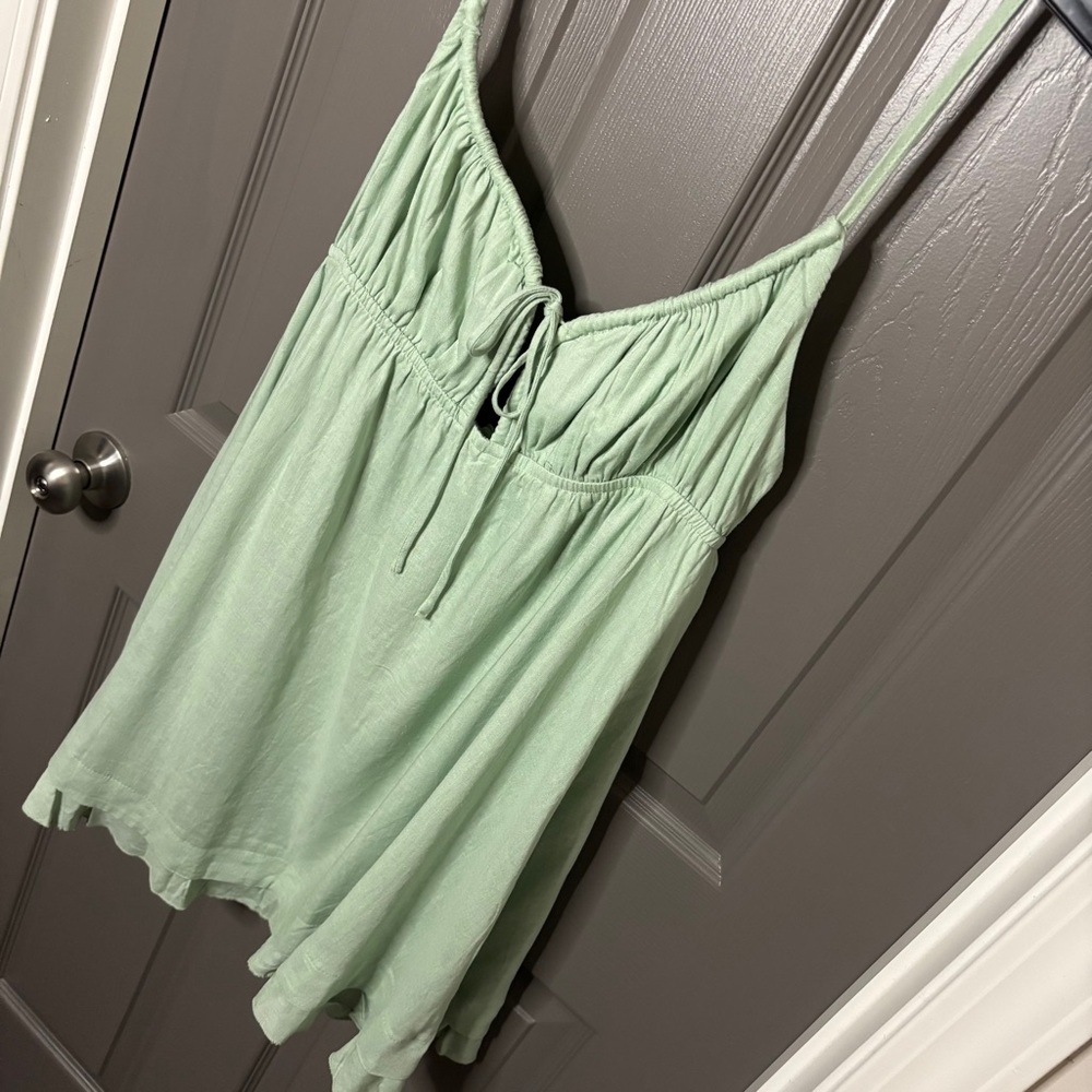 Princess Polly New Empress of Love Sage Mini Dress Size 10 Rayon/Linen Blend - Picture 5 of 11